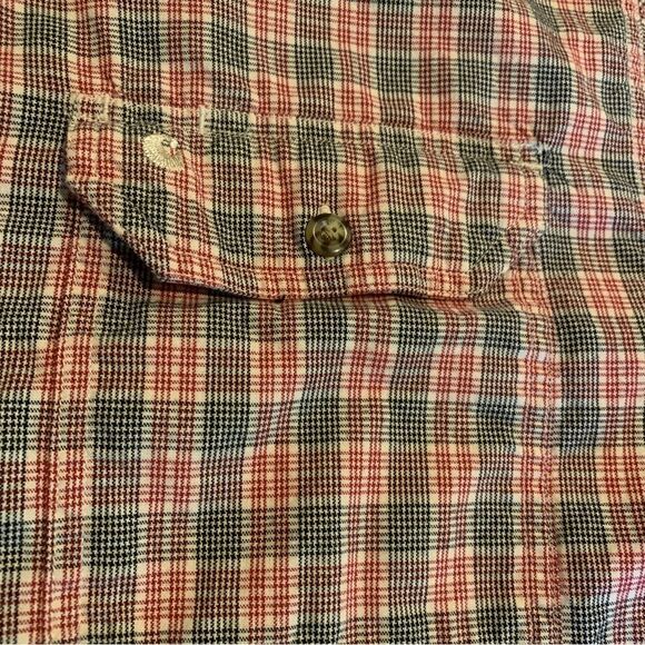 Carhartt Men’s Casual Short Sleeve Plaid Button Down Shirt Large - Picture 3 of 7